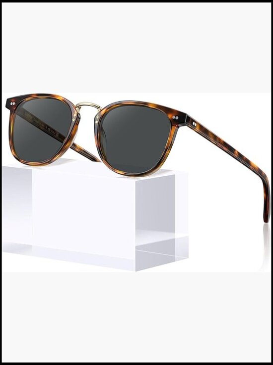 Round Acetate Polarized Sunglasses for Women Retro Metal Bridge Shades main image 7